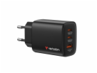 Verbatim Essentials GaN Charger  65W 2xUSB-C/1xUSB-A schw...