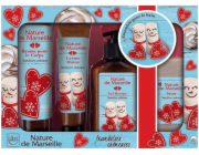 Nature de Marseille Dárková sada Malinový krém tuhé mýdlo + tělový balzám + krém na ruce + sprchový gel