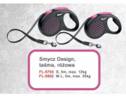 Flexi Vodítko Black Design M pásek 5m černo-růžové