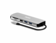 PORT CONNECT USB-C 1× 4K dokovací stanice, 9v1, hliníková konstrukce, 85W PD, stříbrná