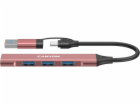 Canyon HUB DS-02 4v1 USB-A/C růžový