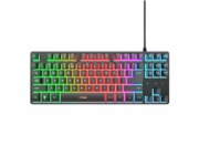 TRUST Klávesnice GXT 833 Thado, Membránová, USB, RGB, černá