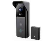 NEDIS Wi-Fi chytrý dveřní videotelefon/ 2304x1296 / 3Mpix/ napájení z baterie/ IP44/ snímač pohybu/ noční vidění/ černý
