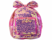 Lean Dětský batoh s flitry, květinami, mašlí, růžový, 22 cm, 2,8 l
