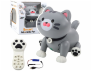 LeanToys Interaktivní dálkově ovládané robotické kotě na RC dálkové ovládání šedé barvy LEAN Toys