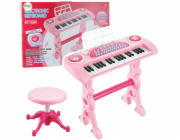 LeanToys Růžové piano s mikrofonem