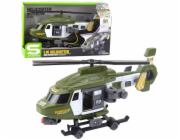 LeanToys Nosítka pro vojenský vrtulník, světla, zvuky, khaki 1:16, LEAN Toys
