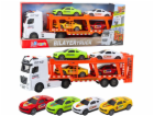 LeanToys Sada odtahovky Lora se 4 auty, otevíracími dveřm...