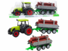 LeanToys Zemědělský traktor s přívěsem na klády zelený 47...