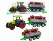 LeanToys Zemědělský traktor s přívěsem na klády zelený 47 cm EDUKAMP