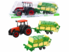 LeanToys Farmářský traktor se zelenožlutým přívěsem červe...