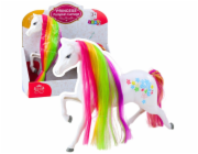 LeanToys Velká pohádková figurka koně s duhovou hřívou, barevné dekorace, bílé, LEAN Toys