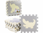 LeanToys VZDĚLÁVACÍ PODLOŽKA Z MĚKKÉ EVA PĚNY PUZZLE ZVÍŘATA BÉŽOVO-ŠEDÁ 9 DÍLŮ