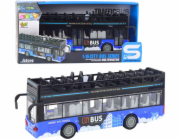 LeanToys Městský autobus dvoupatrový 1:16, jízdní světla, zvuky, modrá