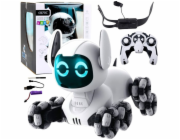LeanToys Robotický pes TOOBY na dálkové ovládání, RC, 360 stupňů, světla, zvuky, bílá a černá, LEAN Toys