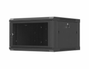 Lanberg 19palcová černá nástěnná racková skříň 6U 600x600 s perforovanými dvířky (ploché balení)