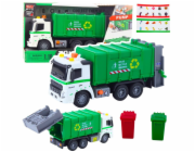 LeanToys Popelářský vůz, světla popelářského kontejneru, zvuky zelené 1:16 EDUKAMP