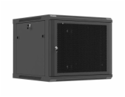 Lanberg 19palcová černá nástěnná racková skříň 9U 600x600 s perforovanými dvířky (ploché balení)