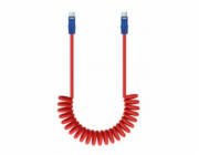 NoName Kabel Newell USB-C - USB-C 100W, 1,5 m, silikonový, spirálový, červeno-tmavomodrý