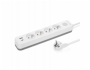 Montis 4zásuvkový prodlužovací kabel s USB, bílý a šedý, 1,5 m, MT186-WG-1.5