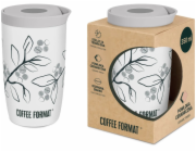 Coffee Format Termohrnek bílý s rostlinným motivem 350 ml