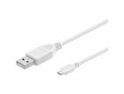 PremiumCord Kabel micro USB 2.0, A-B 1m, bílá
