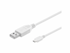 PremiumCord Kabel micro USB 2.0, A-B 0,5m, bílá