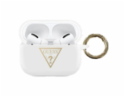 Guess Silikonový ochranný kryt s trojúhelníkovým logem pro AirPods Pro bílý