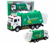 LeanToys Popelářské auto pro děti, kovová kabina, světla, zní zeleně