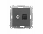 Kontakt-Simon Anténní zásuvka Simon 55 typu F + RJ45 kat. 6 (modul) Matný grafit TASFRJ45.01/116