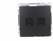 Kontakt-Simon Simon Basic Počítačová zásuvka RJ45, kat. 6, dvojitá s protiprachovou clonou (modul) černá BM62.01/49