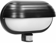 Orno Nástěnná lampa MUSAM, zahradní svítidlo s pohybovým senzorem 180, 1x60W, E27, IP44, s difuzorem, plast, černá, LF-1/B