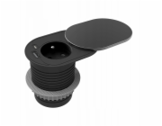 Orno Nábytková zásuvka O6cm, zapuštěná do pracovní desky s posuvným krytem, USB nabíječkou a 1,9m kabelem, 1x2P+Z (francouzská), 1xUSB (typ A+C; PD20W), černá
