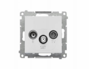 Kontakt-Simon Anténní zásuvka 55 R-TV-SAT, průchozí, 7 dB (modul). 1x Vstup: 5 MHz, 2,4 GHz, světle šedý matný TASP.01/114