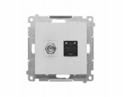 Kontakt-Simon Simon 55 Anténní zásuvka typ F + RJ45 kat. 6 (modul) Matný hliník TASFRJ45.01/143