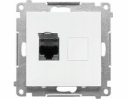 Kontakt-Simon Počítačová zásuvka RJ45 Kontakt-Simon 55 T61E.01/111 jednoduchá kategorie 6, stíněná s protiprachovým krytem, bílá matná