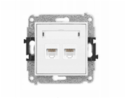 Karlik ICON Dvojitá počítačová zásuvka s mechanismem 2xRJ45, kat. 5e, 8pinová bílá IGK-2