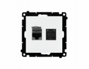 Kontakt-Simon Simon Dvojitá počítačová zásuvka RJ45 kategorie 6, stíněná s protiprachovou clonou (modul) Matně bílá T62E.01/111