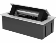 Orno Nábytková kazeta NOEN zapuštěná do desky stolu s integrovaným PVC rámem pro modulární zásuvky 3 x 45x45 mm nebo 6 x 22,5x45 mm, kabel 1,5 m, stříbrná