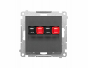 Kontakt-Simon Simon 2cestná reproduktorová zásuvka (modul). Průřez vstupního a výstupního vodiče: 2,5 mm2. Matný grafit TGL2.01/116