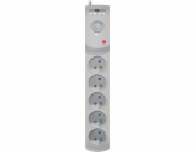 Plastrol Přepěťová ochrana Prodlužovací kabel 5 zásuvek + 2 x USB 5 m šedý 10 A 2300 W W-100042