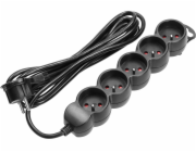 Orno 5cestný prodlužovací kabel 2P+Z, 5m H05VV-F 3x1,5mm2, Imax=16A, plochá zástrčka, černá