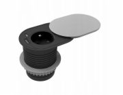 Orno Nábytková zásuvka O6cm, zapuštěná do pracovní desky s posuvným krytem, USB nabíječkou a 1,9m kabelem, 1x2P+Z (francouzská), 1xUSB (typ A+C; PD20W), stříbrná