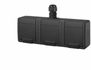 ELEKTROPLAST AQUANT 2K trojitá zásuvka na omítku s uzemněním 3x2P+Z IP65 antracitová 5043-67