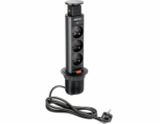 GTV Desktop prodlužovací kabel 60mm černý 3x zásuvka s uzemněním (AE-BPW3U60-20)