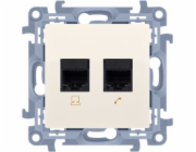 Kontakt-Simon Simon 10 dvojitá počítačová zásuvka RJ45 kat. 6 krémová (C62.01/41)