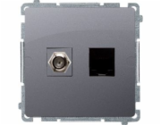Kontakt-Simon Kontakt Simon Anténní zásuvka typu F + RJ45 počítač Simon Basic matně stříbrná (BMAFRJ45.01/43)