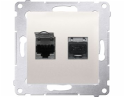 Kontakt-Simon Simon 54 dvojitá počítačová zásuvka 2 x RJ45 cat 6 stíněná clona krémová (D62E.01/41)