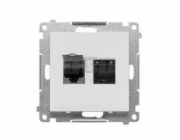 Kontakt-Simon T62.01/114 Simon 55 Dvojitá počítačová zásuvka RJ45 kategorie 6, s protiprachovou clonou (modul) Světle šedá matná T62.01/114