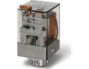 Finder Průmyslové relé 2P 10A 24V AC, testovací tlačítko, LED, mechanický indikátor (60.12.8.024.0054)